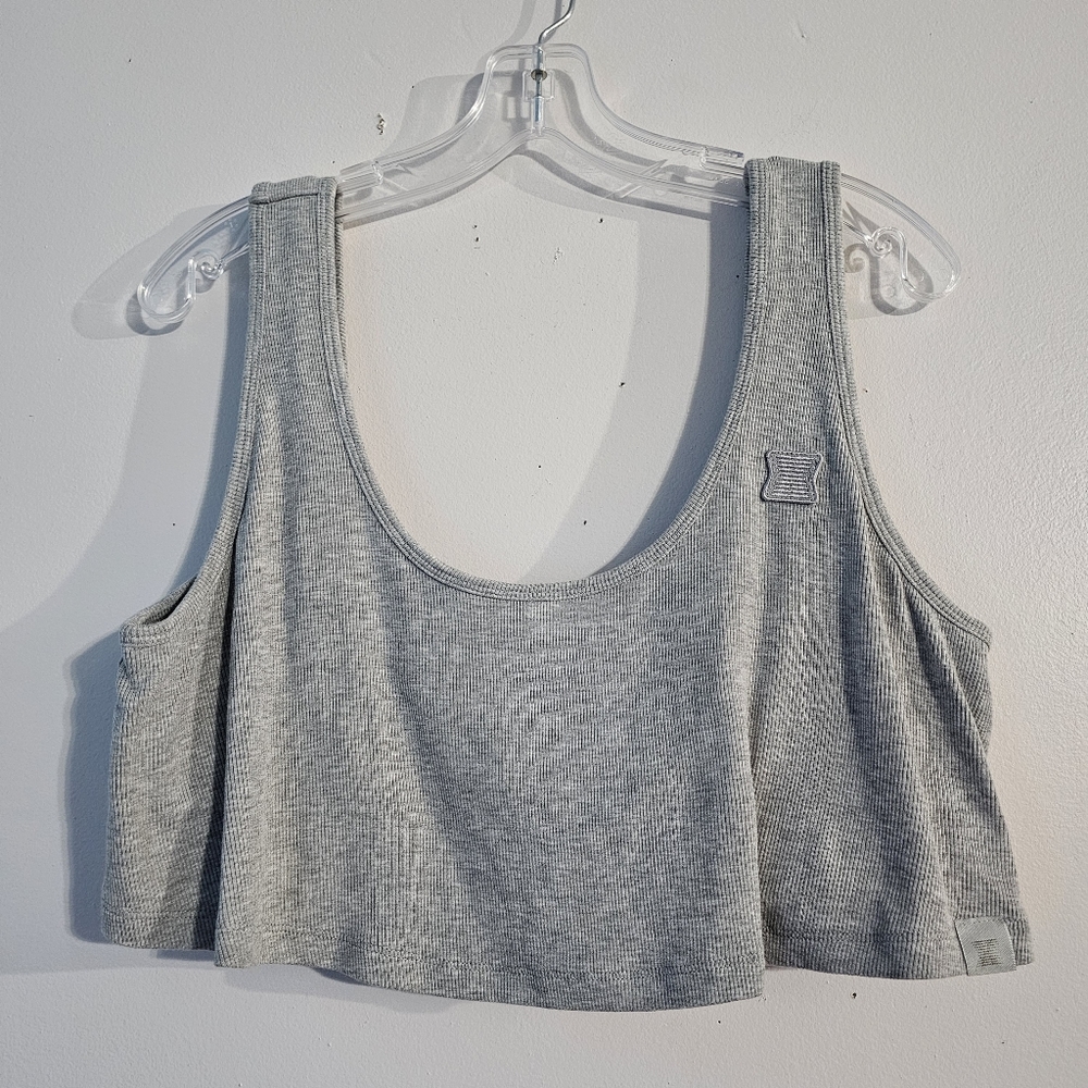 SAVAGE X FENTY EUC Gray Plus Size Ribbed Sleep Crop top, 1X